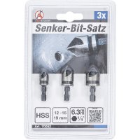 Senker- Bit- Satz HSS 6,3 mm 1/4"12 - 16 - 19 mm Härte 61 - 63 HRC 3- teilig