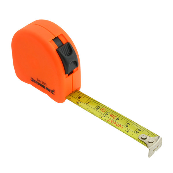 Rollbandmaß in Signalfarbe orange 3 m x 16 mm